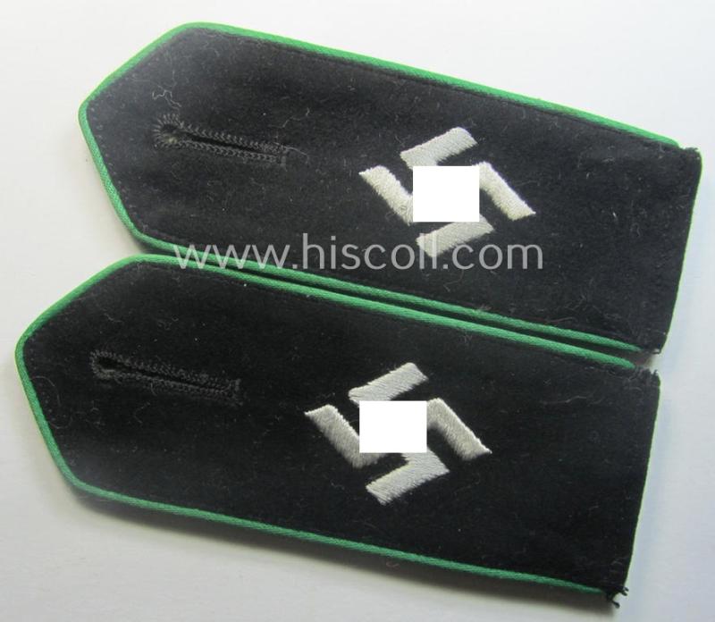 Pair of EM- (ie. NCO-) type 'Sicherheitsdienst'- (ie. 'SD'-) related shoulderstraps: 'Schützmannschaften' (ie. 'Schuma')