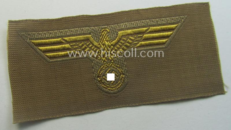 WH (KM) 'tropical-issue' (ie. DAK or: 'Deutsches Afrika Korps'-related-) side-cap-eagle as executed in 'BeVo'-weave-pattern (that comes in an overall very nice- ie. 'virtually mint' condition)