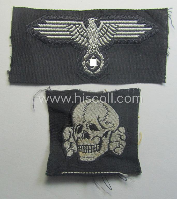 Waffen-SS, 'BeVo'-woven-style skull- and cap-eagle-set (ie. 'Totenkopf- u. Adler-Effektensatz für Schiffchen o. Einheitsfeldmütze')