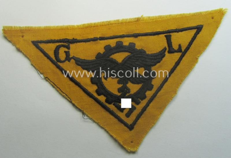 WH (Luftwaffe)-related, EM- (ie. NCO-pattern-) machine-embroidered breast-badge ie. eagle-device as was specifically intended for staff working within the WH 'Generalluftzeugmeister'- (ie. 'GL'-) organisation