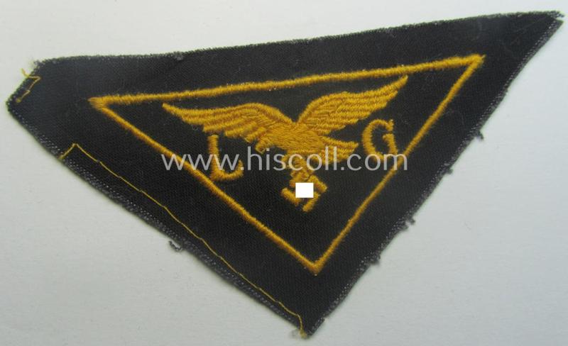 WH (LW) related- (EM- ie. NCO-pattern) machine-embroidered breast-badge ie. eagle-device showing the characters: 'L' and 'G' as was (I deem) specifically intended for staff working within the WH 'Generalluftzeugmeister'- (ie. 'GL'-) organisation