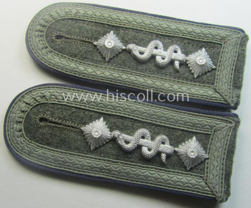 Pair of WH (Heeres) 'M44'-styled (ie. 'simplified' and/or neatly 'cyphered'!) NCO-type shoulderstraps: 'Oberfeldwebel eines Sanitäts-Rgts. o. Abtlgs.'