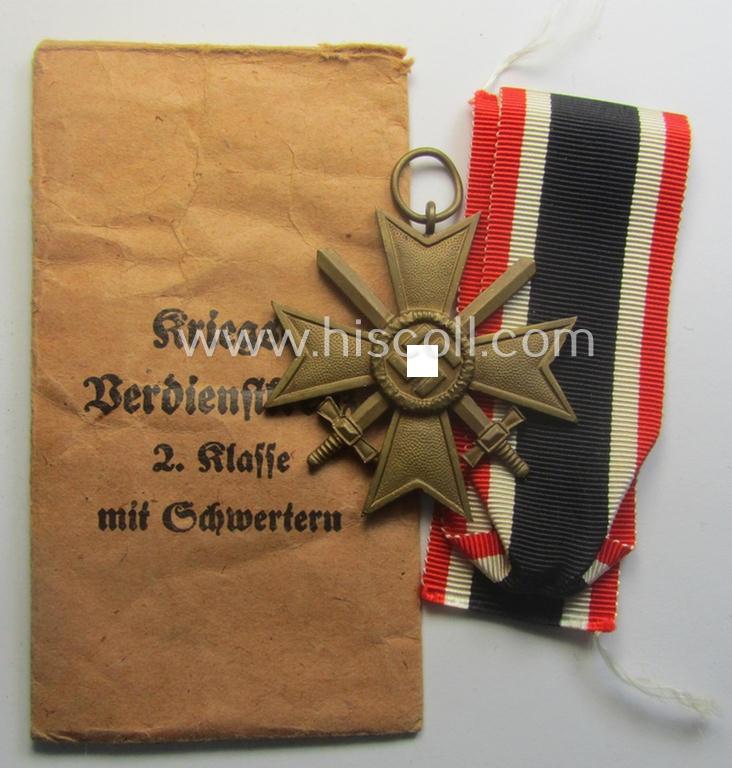 Medal-set: 'KvK 2. Klasse m. Schwn.' being a non-maker-marked (and 'Buntmetall'-based!) specimen that came stored in its period pouch by the Austrian 'Hersteller': 'Franz Jungwirth - Wien 7'