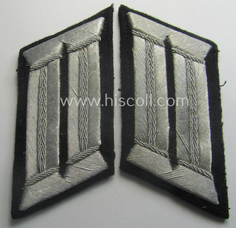 Pair of WH (Heeres) officers'-type, so-called: 'Waffenrock'- (ie. dress-) collar-tabs (ie. 'Kragenspiegel') as was intended for an officer serving within a: 'Pionier-Abtgs. o. Rgts.'