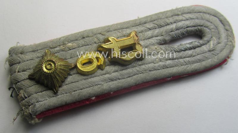 Single, WH (Heeres) 'cyphered', officers'-type shoulderboard: 'Oberleutnant des Panzerjäger-Abtlgs. 6'