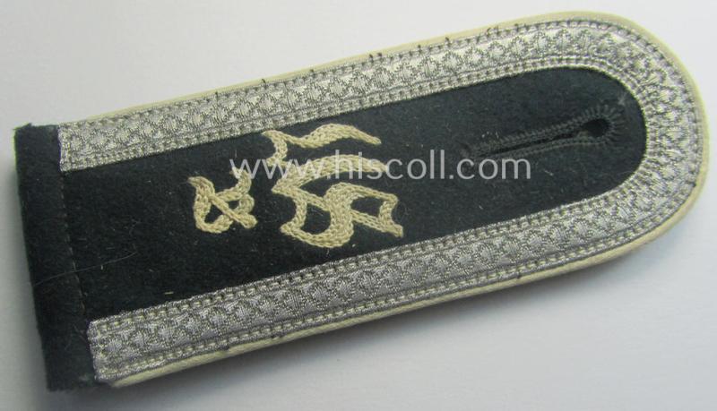 Superb - albeit regretttably single - example of an early-war-period (ie. 'M40'-pattern), WH (Heeres) 'cyphered', NCO-type shoulderstrap as was intended for an: 'Uffz. der Infanterie und Mitglied des Unteroffizierschule Bergzabern'