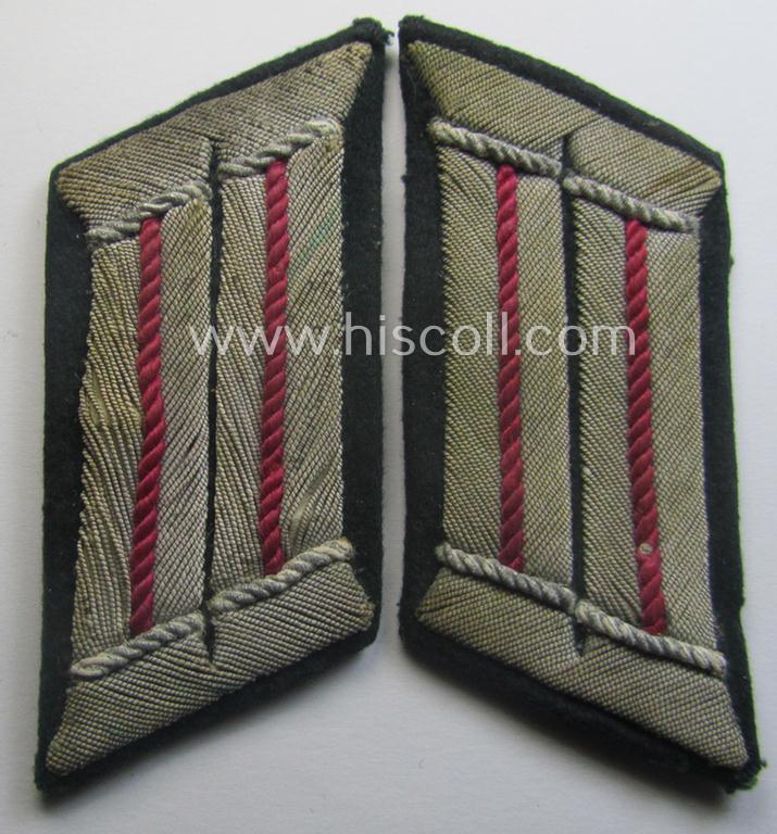 Pair of WH (Heeres) (later-war-pattern) officers'-type collar-tabs (ie. 'Kragenspiegel für Offiziere') as intended for an officer serving within the: 'Veterinär-Truppen o. Generalsstab'
