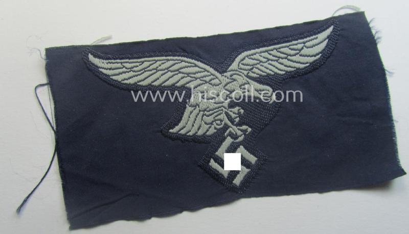 'Standard-issue'-pattern and neatly ('BeVo'-) woven, WH (Luftwaffe) enlisted-mens'- (ie. NCO-) type breast-eagle that comes in a 'virtually mint- ie. unissued', condition