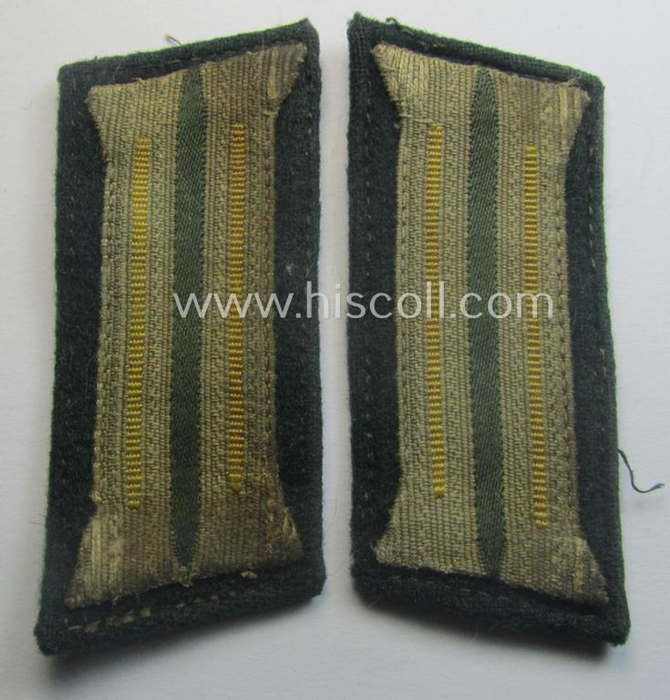 Fully matching pair of pre- (ie. early-war-) period WH (Heeres) 'M36' (ie. 'M40'-) type collar-patches (ie. 'Einheitskragenspiegel') as piped in bright-yellow-coloured branchcolour as intended for usage by a: 'Soldat der Nachrichten-Trpn.'