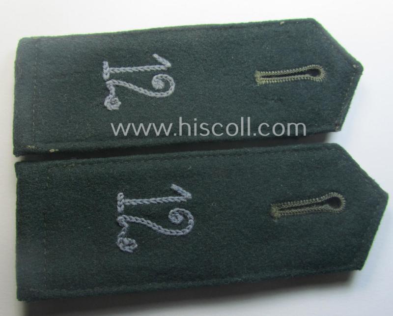 Pair of WH (Heeres), neatly 'cyphered', so-called: 'M36- o. M40'-pattern and/or pointed-style) EM-type shoulderstraps: 'Sld. des Nachschub-Abtlgs. 12'