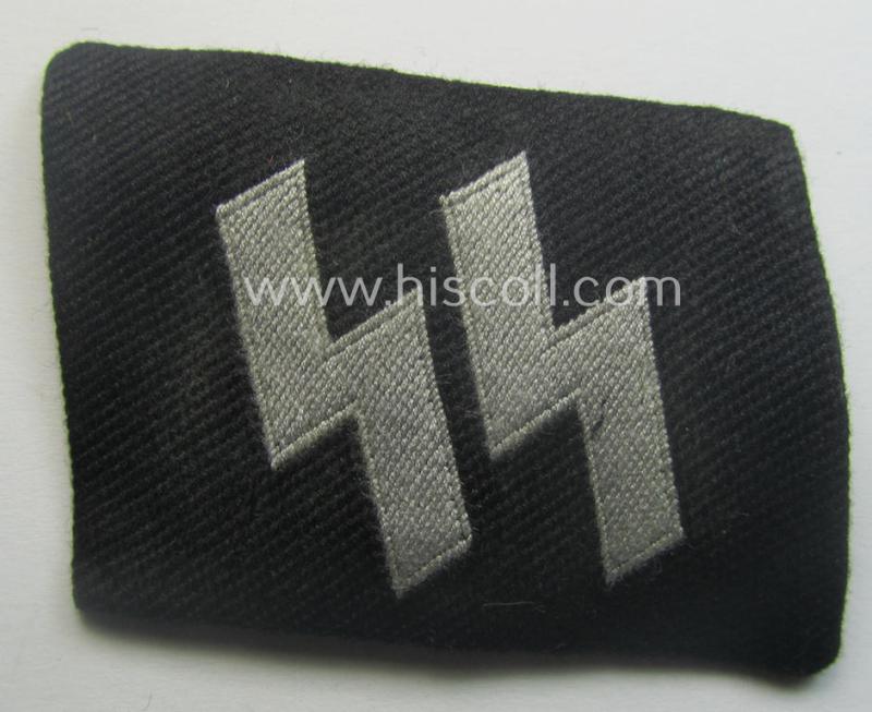 Waffen-SS - so-called: 'BeVo'-woven, enlisted-mens'- (ie. NCO-) type so-called: 'runes'-collar-tab as was intended for usage by the soldiers (ie. NCOs) of the Waffen-SS throughout the war
