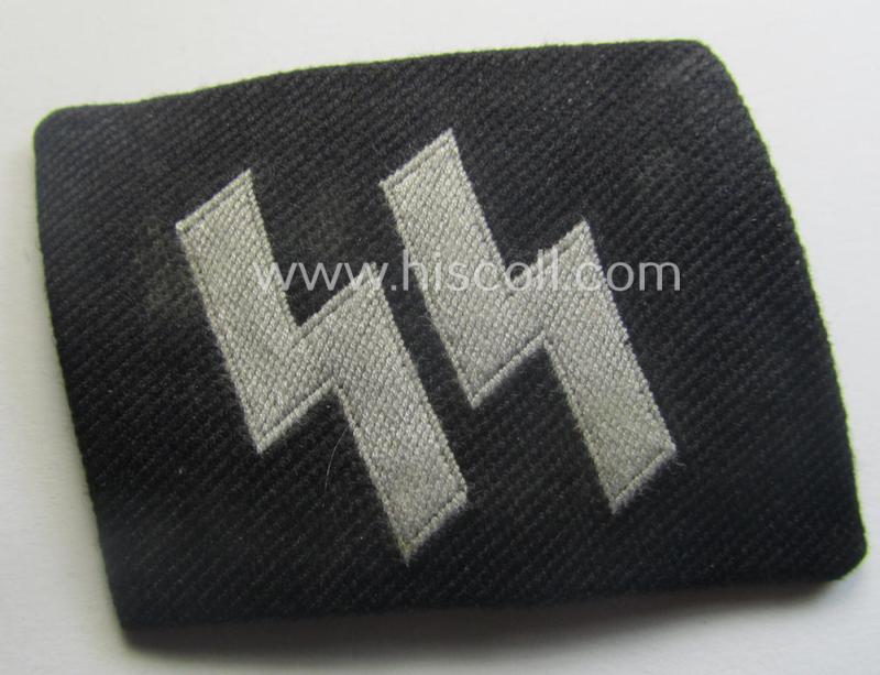Waffen-SS - so-called: 'BeVo'-woven, enlisted-mens'- (ie. NCO-) type so-called: 'runes'-collar-tab as was intended for usage by the soldiers (ie. NCOs) of the Waffen-SS throughout the war