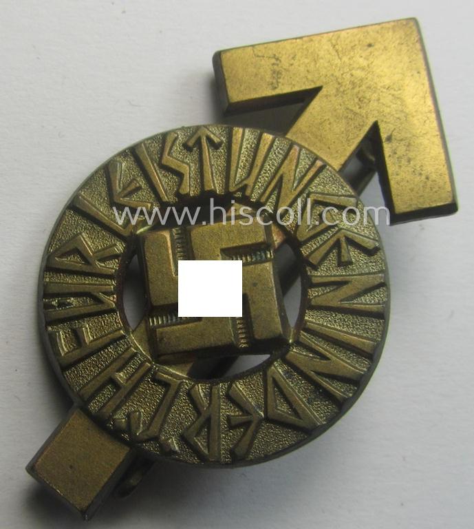 HJ- (ie. 'Hitlerjugend'-) sports-badge (or: 'HJ-Leistungsrune') of the bronze-class being a clearly maker- (ie. 'RzM - M1/101'-) marked- and/or: 'Cupal'-based specimen that shows an engraved (unique and low!) bearers'-numeral ('29417')