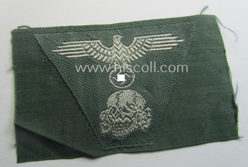 Superb - and simply never used nor cap-attached - Waffen-SS field-grey-coloured, M43-pattern cap-trapezoid as was intended for usage on the M43-model field-caps (ie. 'Einheitsfeldmützen') that comes in a 'virtually mint- ie. unissued', condition