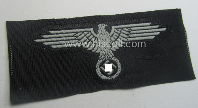 Mid- (ie. later-) war-pattern 'Waffen-SS'-type so-called: 'BeVo'-pattern, EM- (ie. NCO-) type side-cap eagle that comes in a never used- (ie. unconfectioned and 'virtually mint- ie. unissued'-), condition