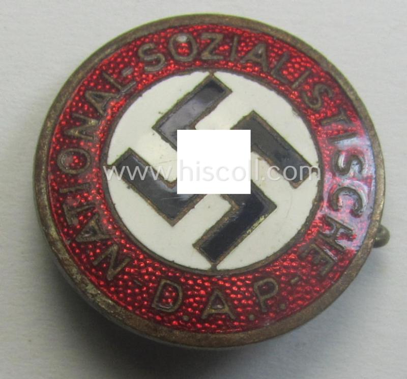 Early-pattern 'N.S.D.A.P. - Parteiabzeichen' showing a (double!) so-called: 'Ges.Gesch.'-patent-pending-designation