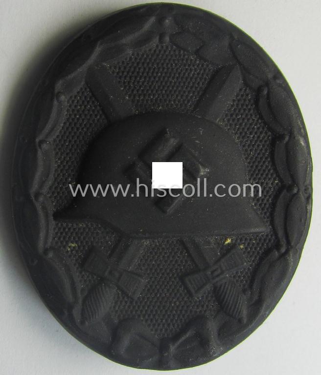 Hardly used- nor worn, black-class wound-badge (or: 'Verwundeten-Abzeichen in Schwarz') being a typical magnetic and/or non-maker-marked example