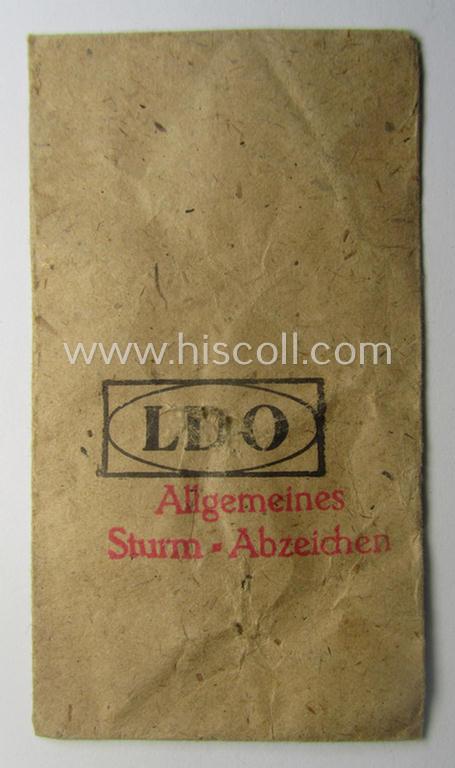 WH (Heeres- ie. Waffen-SS), typical 'Zellstoff'-based (albeit non-maker-marked!) 'LDO'-styled medal-pouch as was intended for an: 'Allgemeines Sturm-Abzeichen' (or: general assault-badge or GAB)