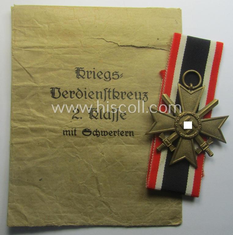 Fully matching medal-set: 'KvK 2. Klasse m. Schwn.' being a clearly maker- (ie. '101'-) marked specimen that comes in its ('variant'-pattern!) pouch by the 'Hersteller': 'Rudolf Tham - Gablonz a. N.'