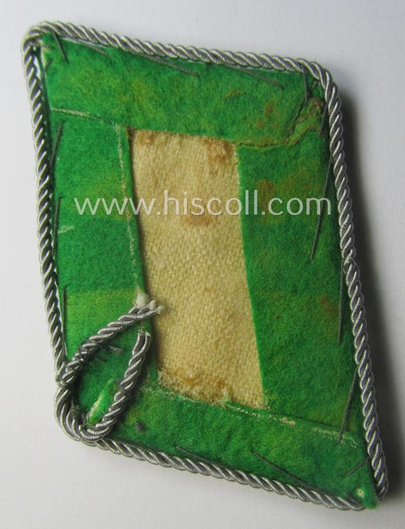 Single - but nevertheless not that easily found! - bright-green-coloured- (and/or: silver-piped) WH (Luftwaffe) officers'-type collar-patch (ie. 'Kragenspiegel für Offiziere') as was intended for a: 'Leutnant der LW-Felddivisionen'