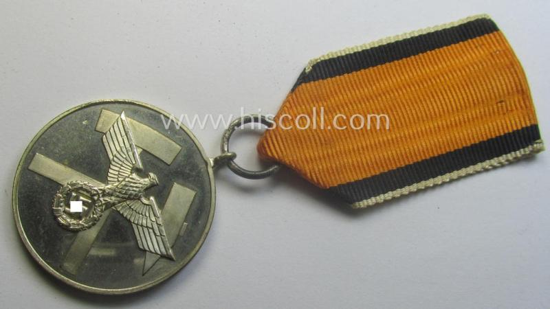 Superb, 'Grubenwehr-Ehrenzeichen des 2. Modell - 1938' that comes mounted its original (regular-sized) ribbon (ie. 'Bandabschnitt') as issued and/or stored for decades