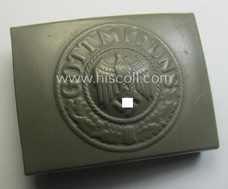 'Virtually mint', 'standard-issue'-pattern WH (Heeres) field-grey-toned- and/or typical steel-based belt-buckle being a maker- (ie. 'm.S.S.'-) marked and/or: '1942'-dated example