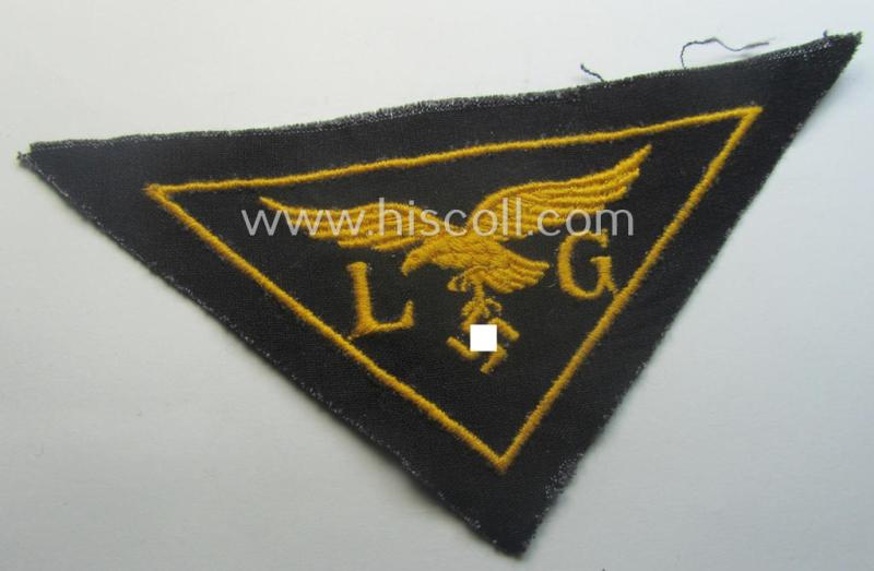 WH (LW) related- (EM- ie. NCO-pattern) machine-embroidered breast-badge ie. eagle-device showing the characters: 'L' and 'G' as was (I deem) specifically intended for staff working within the WH 'Generalluftzeugmeister'- (ie. 'GL'-) organisation
