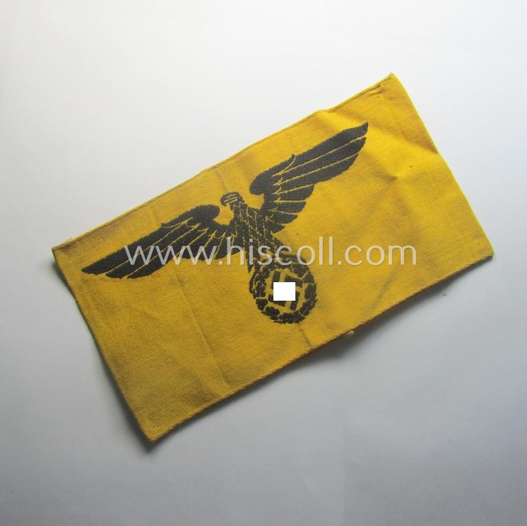 Linnen-based- and/or 'machine-woven', golden-yellow-coloured armband (ie. 'Armbinde') showing a woven eagle-device as specifically intended for (civilian) staff-members (ie. 'Zivilangestellten') of the armed forces ie. 'Deutsche Wehrmacht'