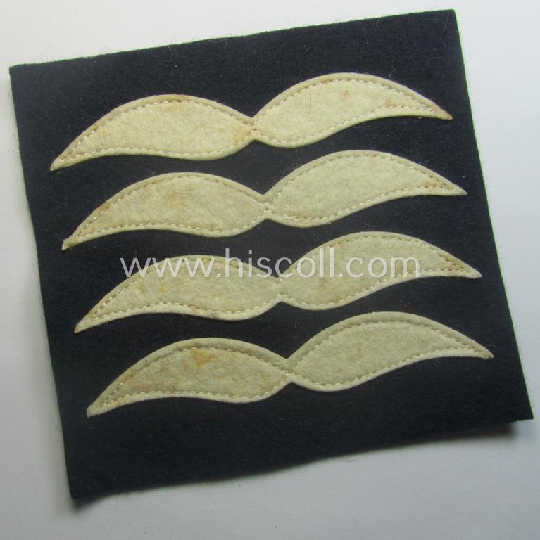 Single - but nevertheless scarcely found! - WH (LW) darker-blue-coloured- and/or smooth-woolen-based, NCO-type rank-patch (aka 'moustache'): 'Oberfeldwebel' (ie. sergeant first-class)