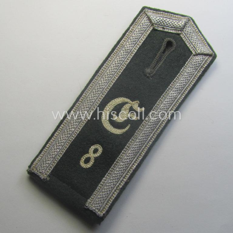 Single, early-period (ie. 'M36- o. M40'-pattern and pointed-styled), WH (Heeres) 'cyphered' NCO-type shoulderstrap as was specifically intended for an: 'Unteroffizier u. Mitglied Infanterie-Ergänzungs-Rgts. 8'
