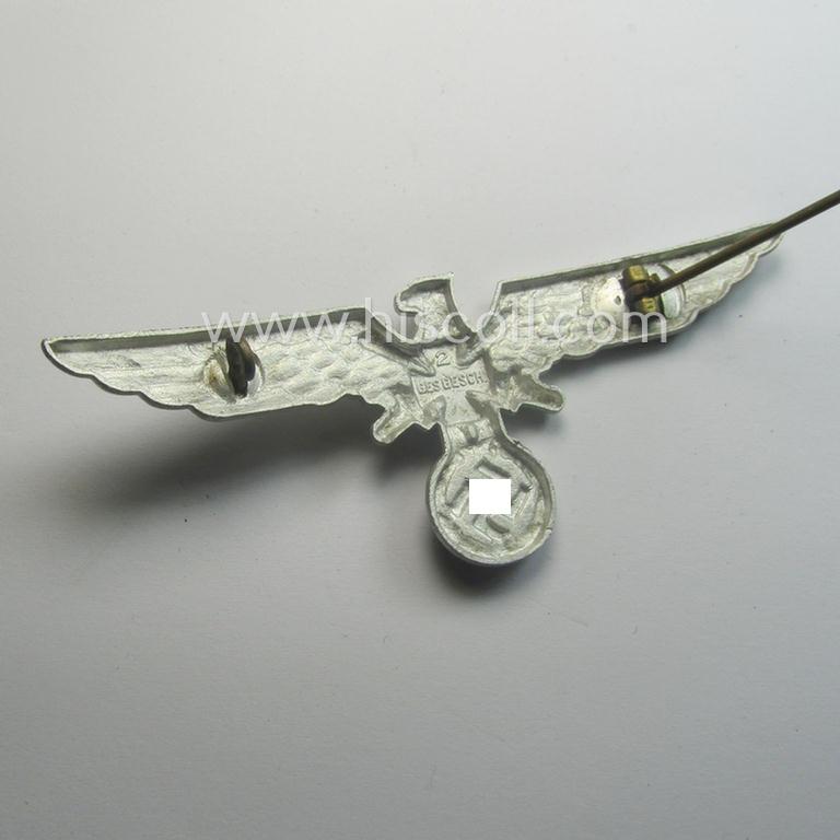 Bright-silver-toned, aluminium-based so-called: D.R.K.B. (or: 'Deutscher Reichskriegerbund' aka 'Kyffhäuserbund') enlisted-mens'- (ie. NCO-) type breast-eagle (showing a black-coloured- and neatly enameled iron cross-symbol)