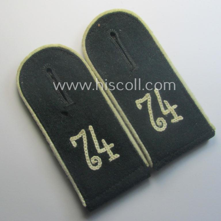 Pair of WH (Heeres) neatly 'cyphered', EM-type shoulderstraps: 'Soldat des Infanterie-Rgts. 74'