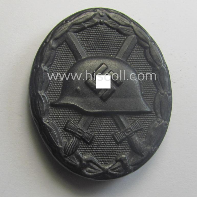 Minimally used- and/or hardly worn black-class wound-badge (or: 'Verwundeten-Abzeichen in Schwarz') being a typical non-maker-marked (and typically magnetic!) example