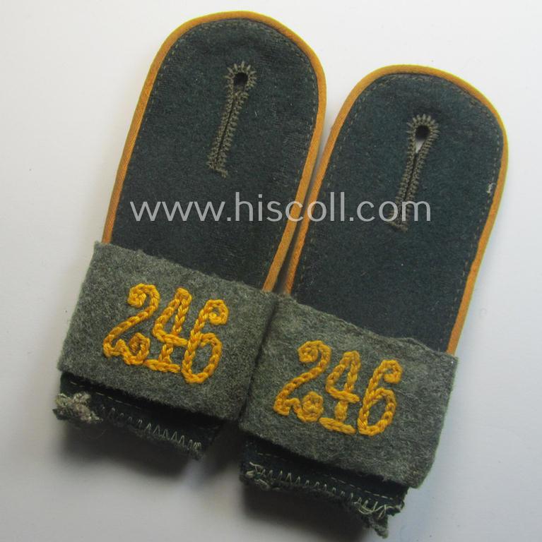 Pair of WH (Heeres) 'M40'-pattern, EM-type shoulderstraps that came with its accompanying 'Überschube'-pair: 'Soldat des Infanterie-Divisions-Aufklärungs-Abtlgs. (mot) 246'